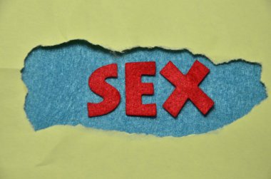 renkli bir arka plan üzerinde kelime seks