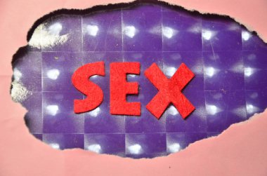 renkli bir arka plan üzerinde kelime seks