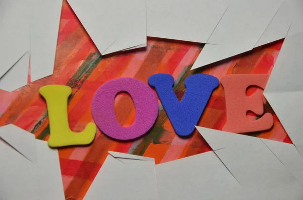 Слово Любовь Абстрактном Цветном Фоне — стоковое фото