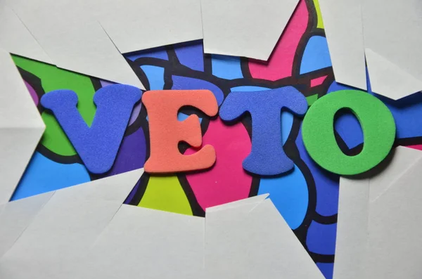 Woord Veto Een Abstract Gekleurde Achtergrond — Stockfoto