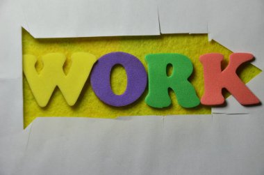 renkli bir arka plan üzerinde iş sözcük