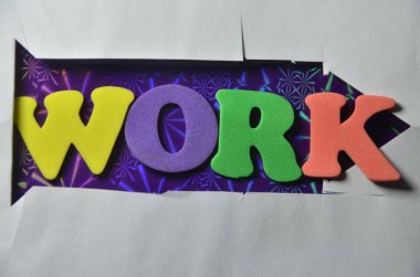 renkli bir arka plan üzerinde iş sözcük