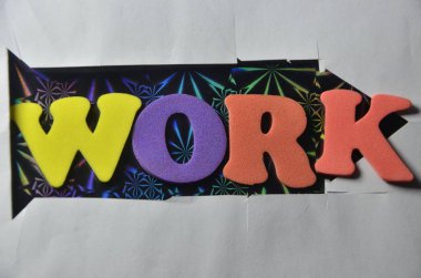 renkli bir arka plan üzerinde iş sözcük