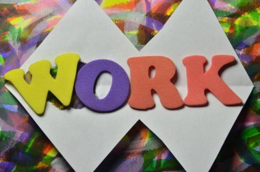 renkli bir arka plan üzerinde iş sözcük