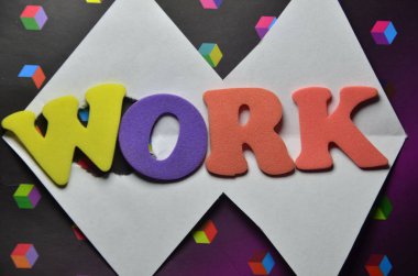 renkli bir arka plan üzerinde iş sözcük