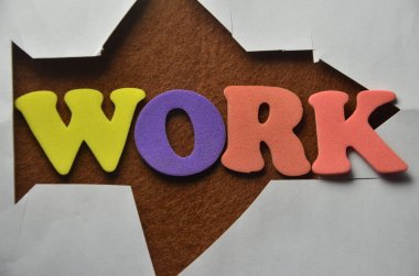 renkli bir arka plan üzerinde iş sözcük