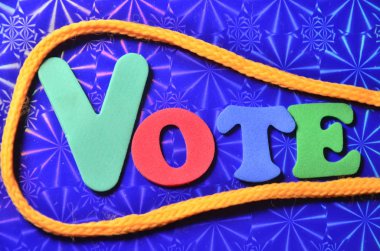 renkli bir arka plan üzerinde kelime oy