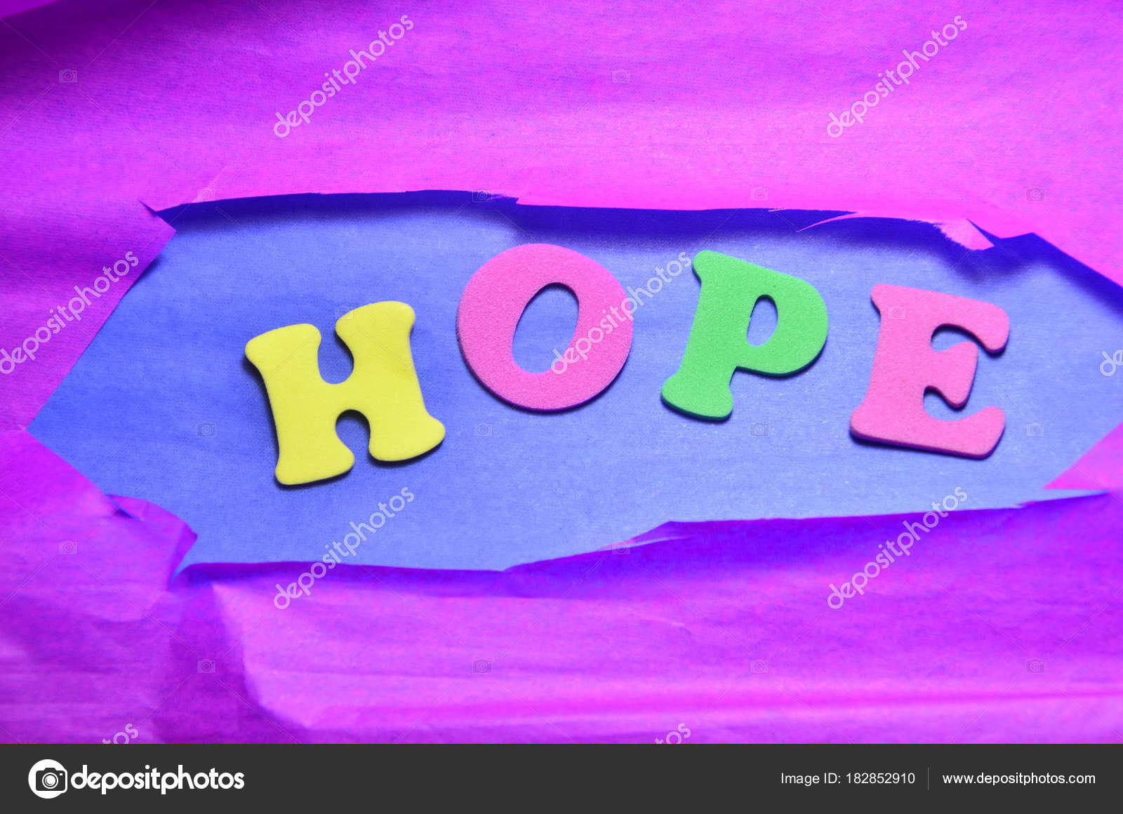 Palabra Esperanza Sobre Fondo Color Abstracto Foto De