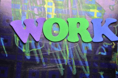 renkli bir arka plan üzerinde iş sözcük