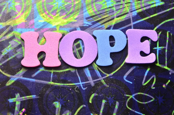 Ordet Hopp Abstrakt Färgad Bakgrund — Stockfoto