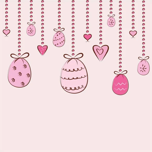 Mutlu Ester pembe yumurta ve kalpleri ile zincir