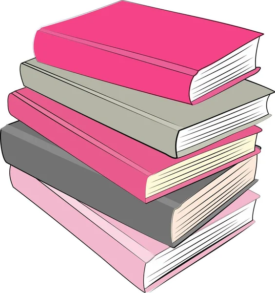 Куча Розовых Серых Книг — стоковый вектор