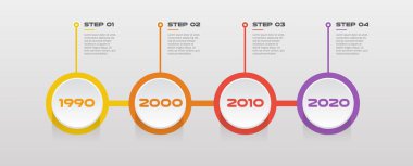 Yatay adımlar zaman çizelgesi infographics - göstermek bir strateji, iş akışı veya takım çalışması, vektör düz renk