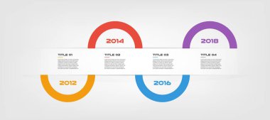 Yatay yıl adımlar zaman çizelgesi infographics - göstermek bir strateji, iş akışı veya takım çalışması, vektör düz renk