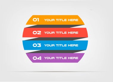 Bantları daire Infographic kavramı. 4 seçenekleri, parçalar, aşamaları, düğmeleri vektör şablonu. Kullanılabilir web, diyagram, grafik, tanıtım, grafik, adım adım infographics için. Arka plan.