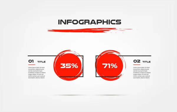 水彩画、赤いブラシ インフォ グラフィック。チャート、グラフ、部品のいくつかを処理します。プレゼンテーションのベクトル ビジネス テンプレートです。ワークフローのレイアウト図、バナー、web デザインに使える — ストックベクタ