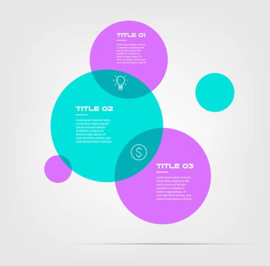 Kabarcık grafiği üç daire tasarlamak vektör ve pazarlama için öğeleri venn diyagramıyla Infographics ile iş akışı düzeni, faaliyet raporu, web tasarım için kullanılabilir. İş kavramı adımları veya işlemleri ile