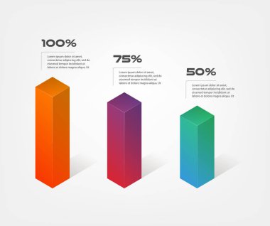 3D blokları infographics adım adım. Grafik, grafik, diyagram ile 3 seçenek - parçaları, işlemler, zaman çizelgesi öğesi. Sunu, iş akışı düzeni, faaliyet raporu, web tasarım için vektör iş şablonu