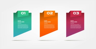 Degrade infographics adım adım. Grafik, grafik, diyagram 3 seçenek - parçaları, işlemler, zaman çizelgeleri ile unsuru. Sunum, afiş için vektör iş şablonu. Soyut formu