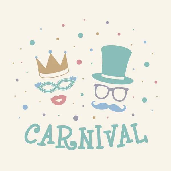 Carnival Party Funny Poster Masks Vector — Stock Vector