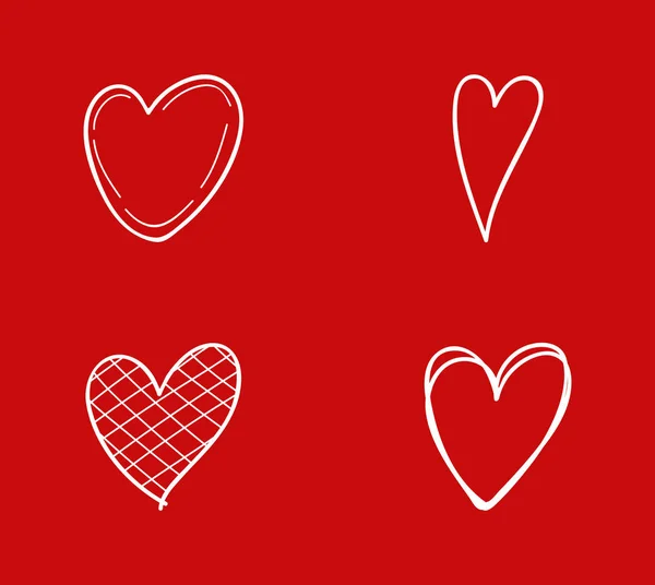 Iconos Corazones Dibujados Mano Bosquejo Lindo Vector — Vector de stock