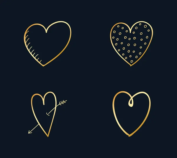 Iconos Corazones Dibujados Mano Bosquejo Lindo Vector — Archivo Imágenes Vectoriales