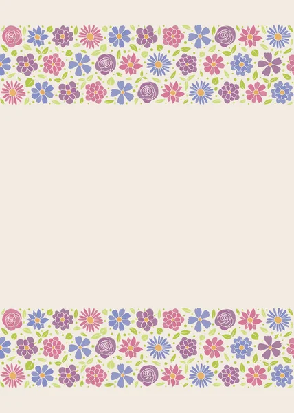 Стильний Квітковий Фон Розкладка Листівки Намальованими Вручну Квітами Векторні — стоковий вектор