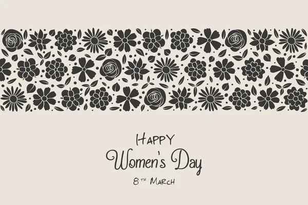 Dzień Kobiet Plakat Ręcznie Rysowane Kwiaty Stylu Retro Wektor — Wektor stockowy