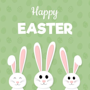 Paskalya tatili için karikatür tavşan ile bir kart kavramı. Vektör.