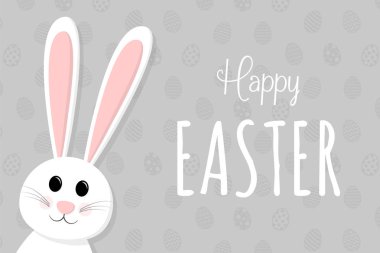 Paskalya - güzel poster ile arka plan dekoratif yumurta ile tebrik ve mutlu bunny. Vektör.