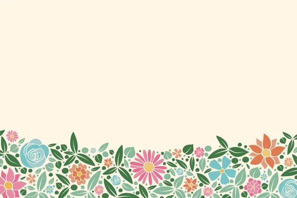 Fundo Floral Vintage Com Flores Desenhadas Mão Primavera Casamento Cartão — Vetor de Stock