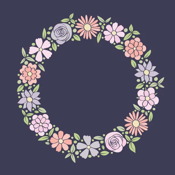 Floral Wreath Concept Spring Background Colourful Flowers Vector — Stock Vector