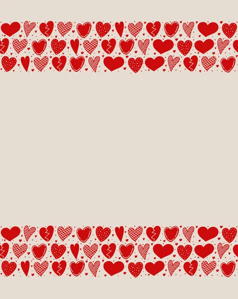 Fundo Com Corações Vermelhos Conceito Cartão Para Dia Dos Namorados — Vetor de Stock