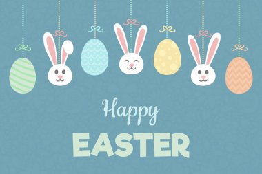 Yumurtaları ve bunnies - Paskalya asma bir kart kavramı. Vektör.