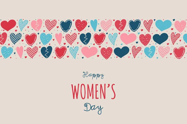 Cute Hand Drawn Card Hearts Wishes Women Day Vector — Stock Vector