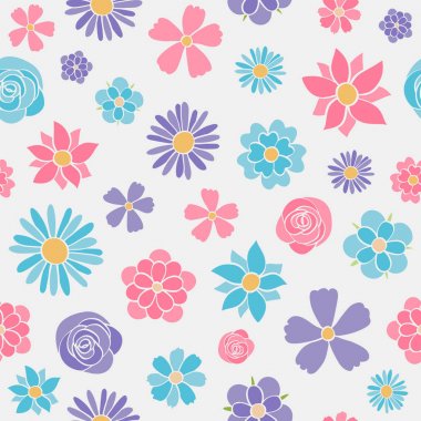 Sevimli çiçek adam ile çizilmiş çiçek ver. Bahar doku. Vektör.