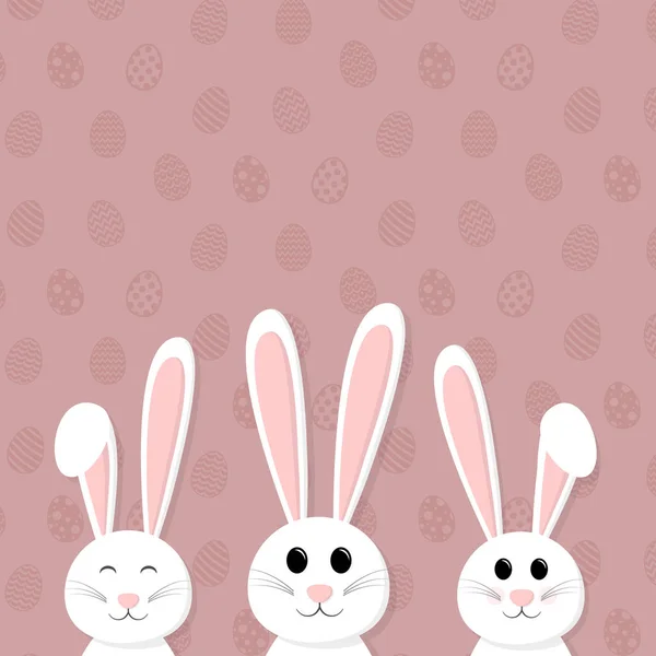 Mall Ett Påskkort Med Smiley Bunny Bakgrund Med Ägg Vektor — Stock vektor