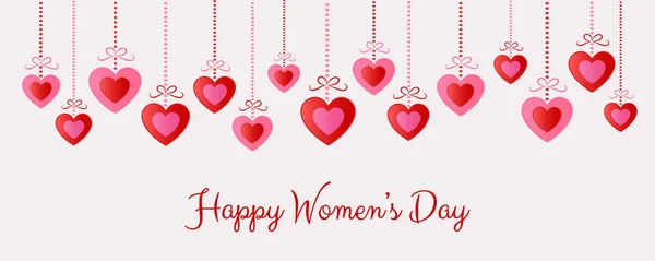 Women Day Panoramic Header Cut Out Hearts Vector — Stock Vector