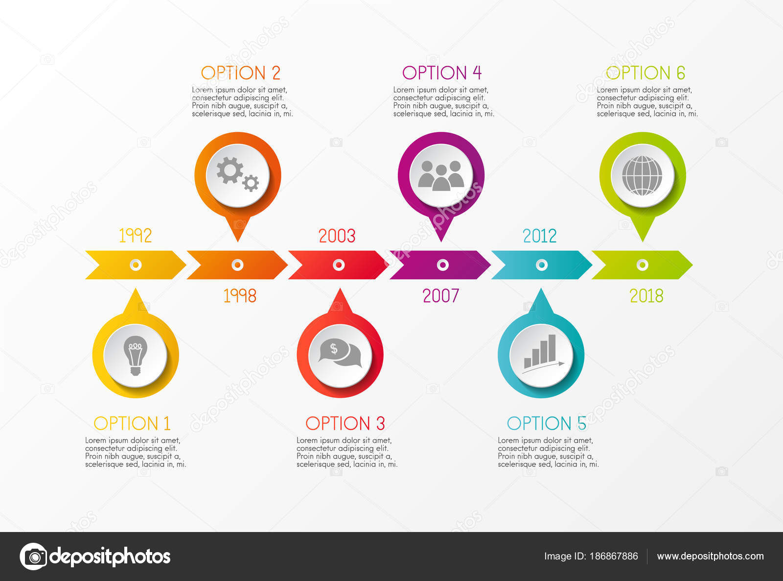Línea Tiempo Empresa Multicolor Infografía Con Opciones