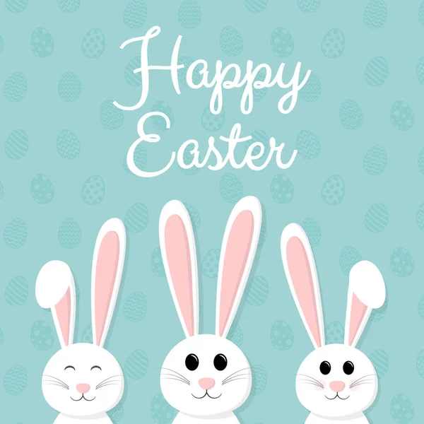 Happy Easter Card Cute Bunny Wishes Vector — Stock Vector