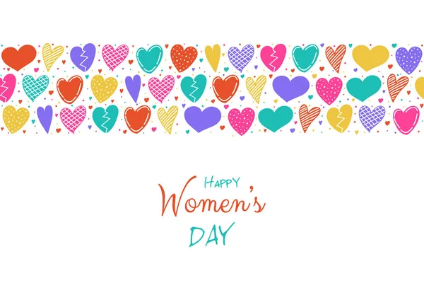 Szczęśliwego Dnia Kobiet Karta Serca Wyciągnąć Rękę Wektor — Wektor stockowy