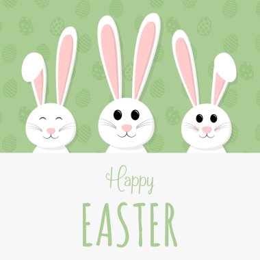 Paskalya tatili için karikatür tavşan ile bir kart kavramı. Vektör.