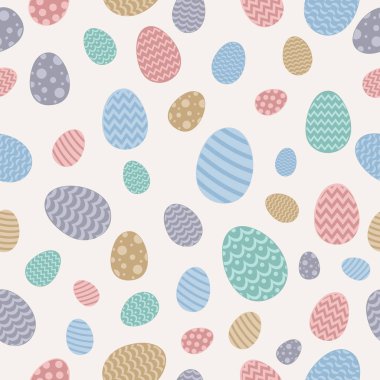 Paskalya renkli yumurta - sorunsuz arka plan ile kağıt ambalaj tasarımı. Vektör.