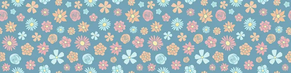 Cute Banner Floral Pattern Seamless Background Vector — Stock Vector