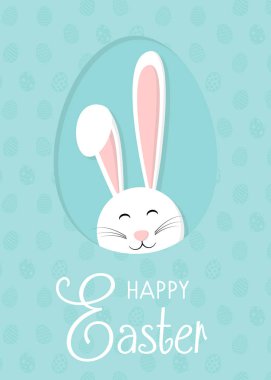 Arka planda yumurtalı Paskalya tavşanı. Dilek ile bir kart kavramı. Vektör.