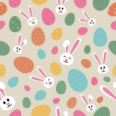 Paket kağıdı bunnies ve yumurta - Paskalya tasarım ile. Vektör.