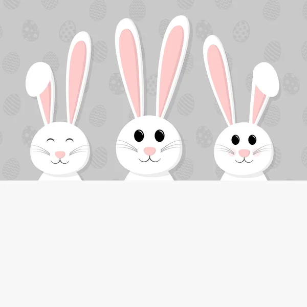 Pâques Lapin Mignon Sur Fond Avec Des Œufs Copyspace Vecteur — Image vectorielle