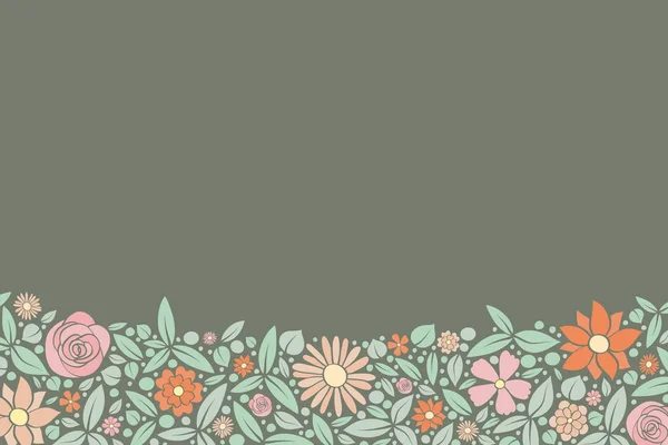 Blumenposter Mit Copyspace Entwurf Eines Hintergrundes Mit Handgezeichneten Blumen Muttertag — Stockvektor