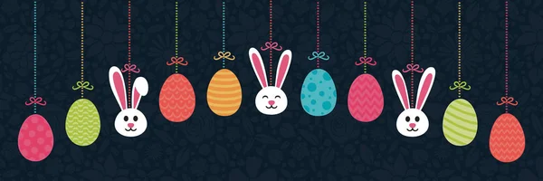 Decoración Colgante Pascua Con Conejos Huevos Vector — Vector de stock