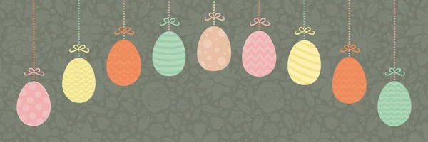 Cabecera Panorámica Con Huevos Pascua Decorativos Vector — Vector de stock